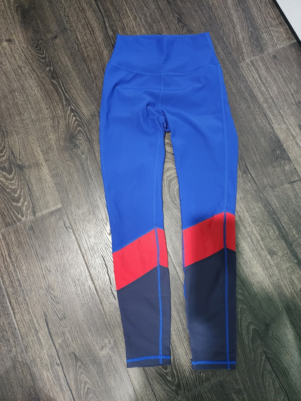 Wilo the Label Ribbed 7/8 Leggings Cobalt Blue and Red Size S